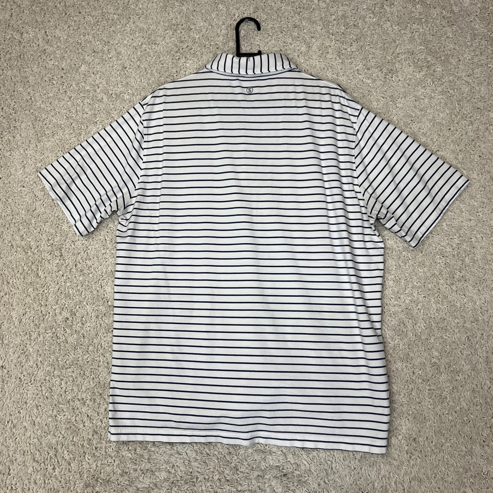 Stitch Cotton Polo Shirt Mens XL White Blue Stripe Stretch Golf Preppy - Picture 6 of 7